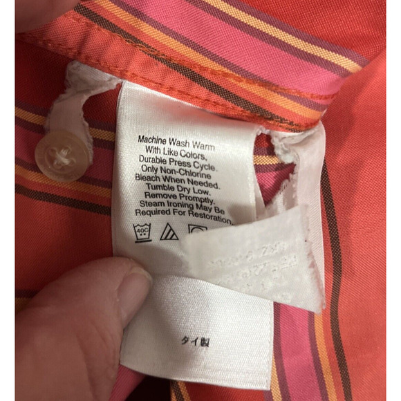 Eddie Bauer Women's Pink Striped Button Up L Wrinkle Resistant Preppy Colorful - Picture 6 of 11